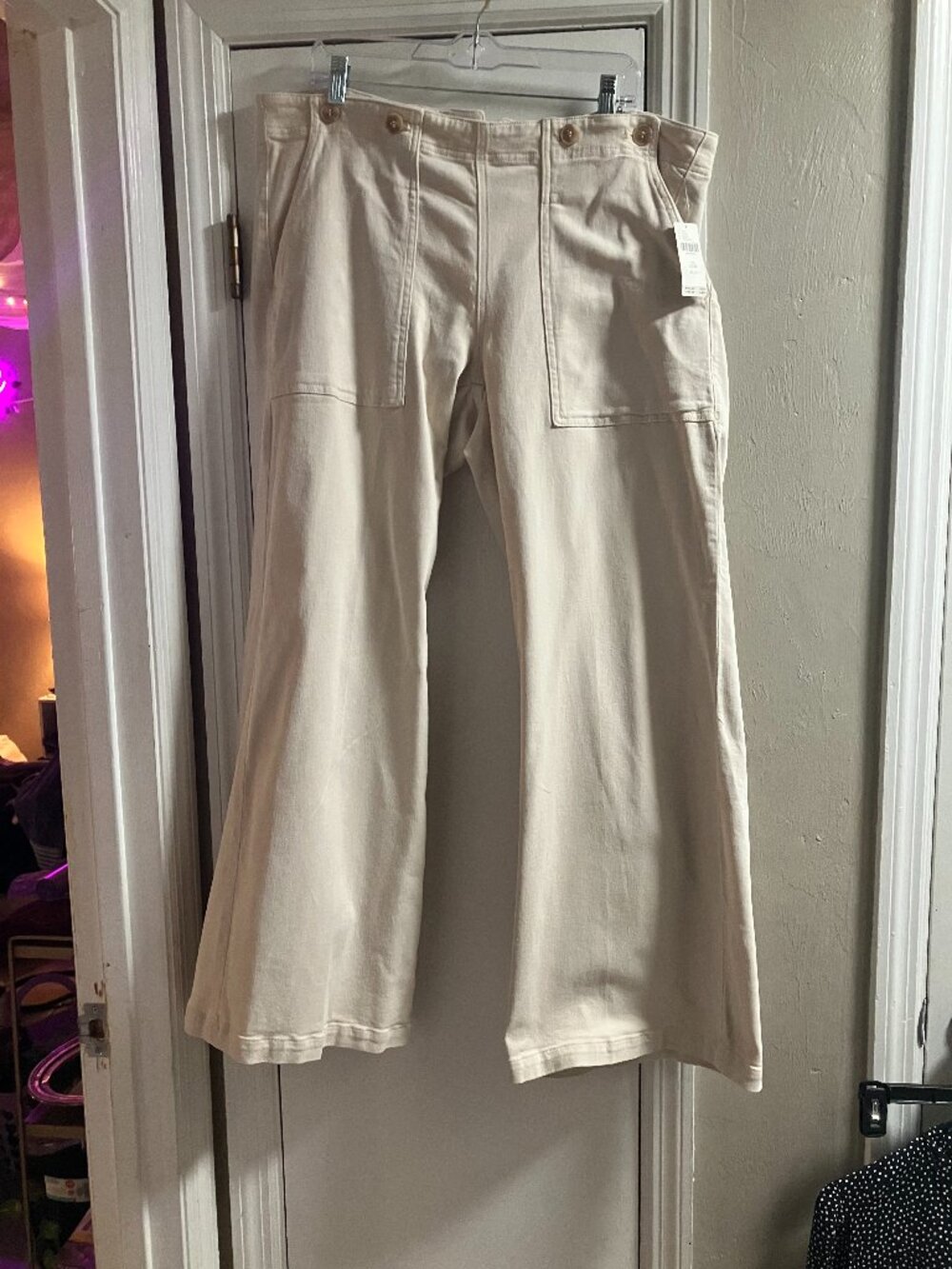 NWT J. Jill Ivory Wide Leg Patch Pocket Sailor Jeans Size 16W Plus